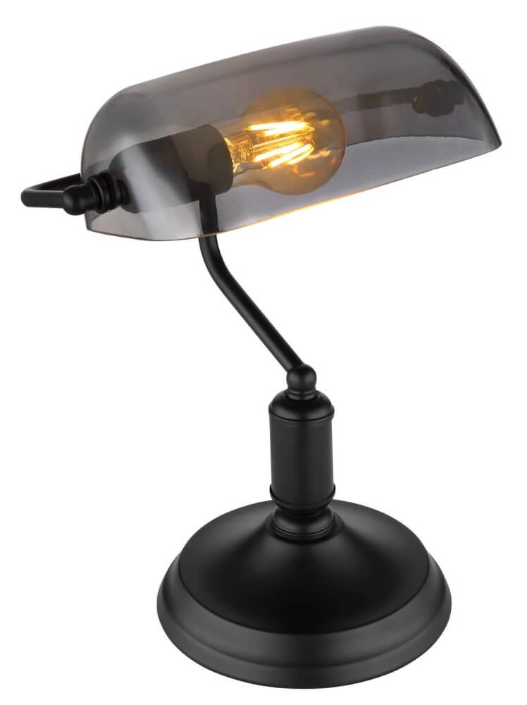 Black desk lamp Antique with smoke glass
