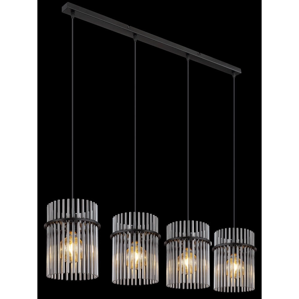 Black pendant lamp Gorley with smoke glass 4-lights Globo 9007371448180