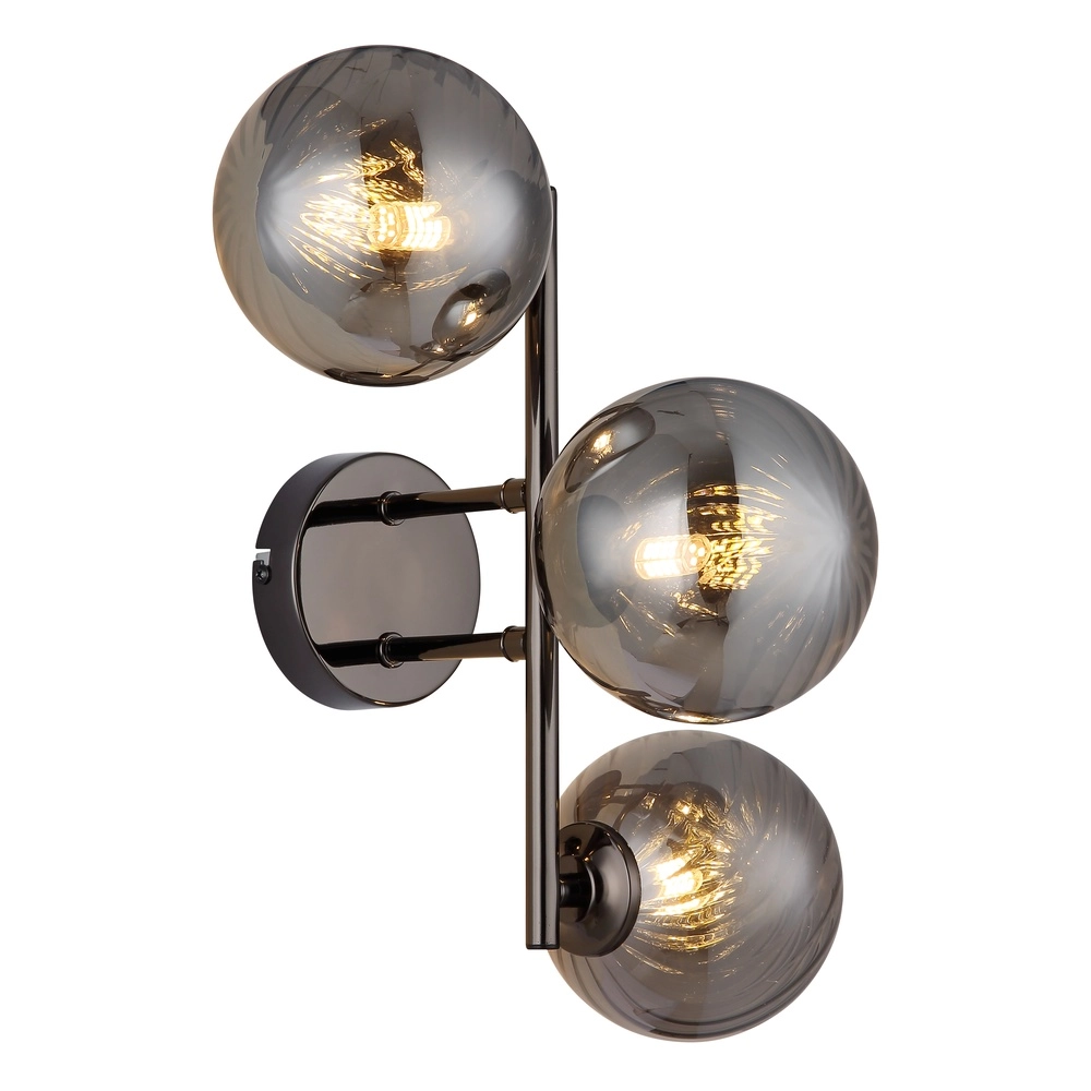 Black wall lamp Conor with smoke glass