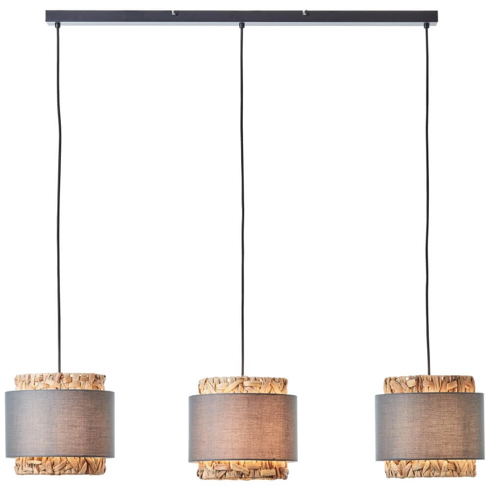 Dining room hanging lamp Waterlilly rattan with gray fabric