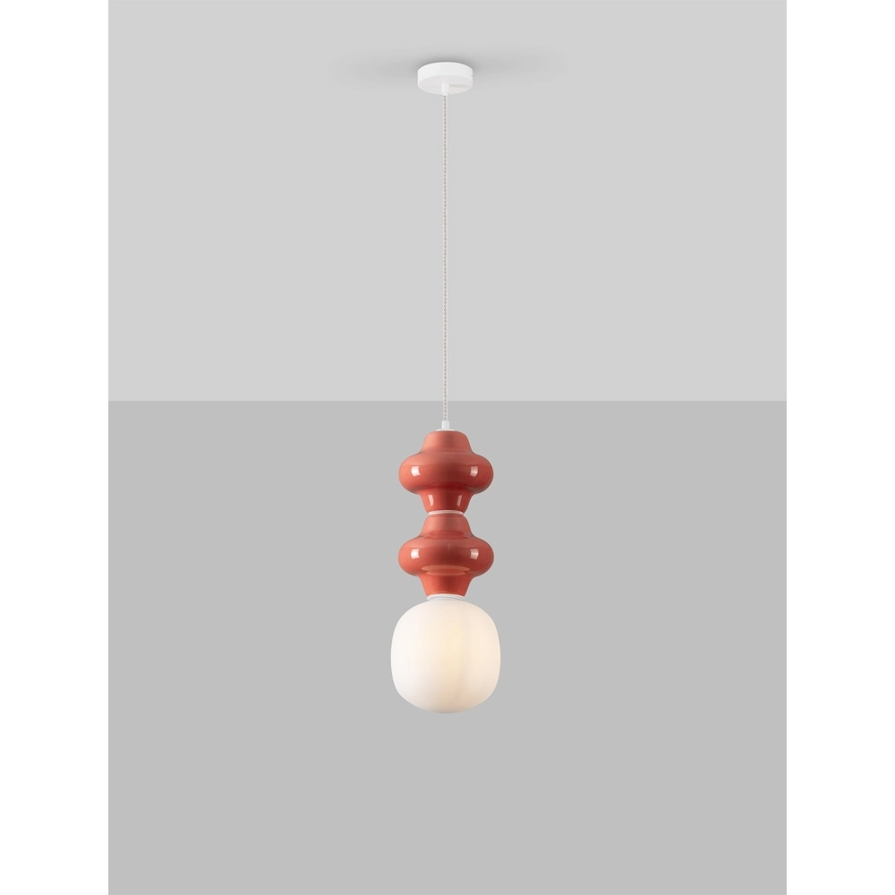 Pendant lamp Clio M red ceramic with white glass Lyora 5212017461230