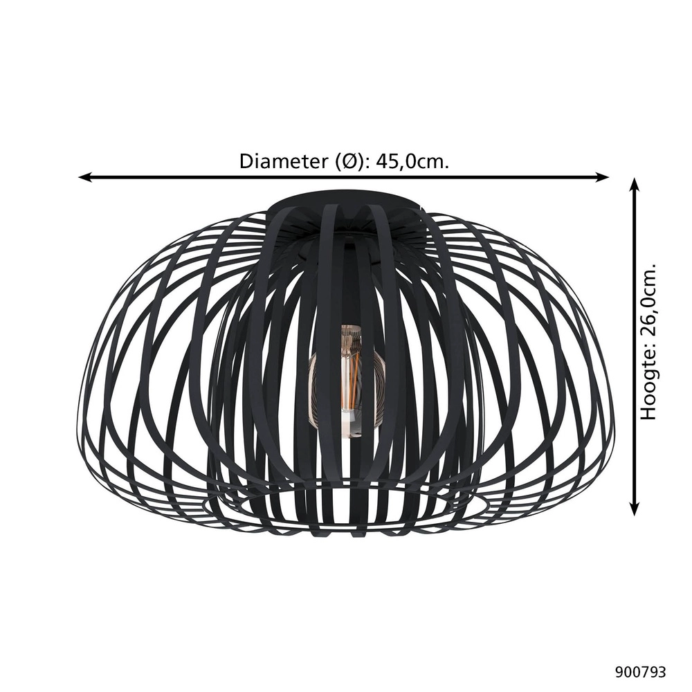 Black ceiling lamp Encinitos 1 Ø 45cm - 1x E27 Eglo 9008606254224