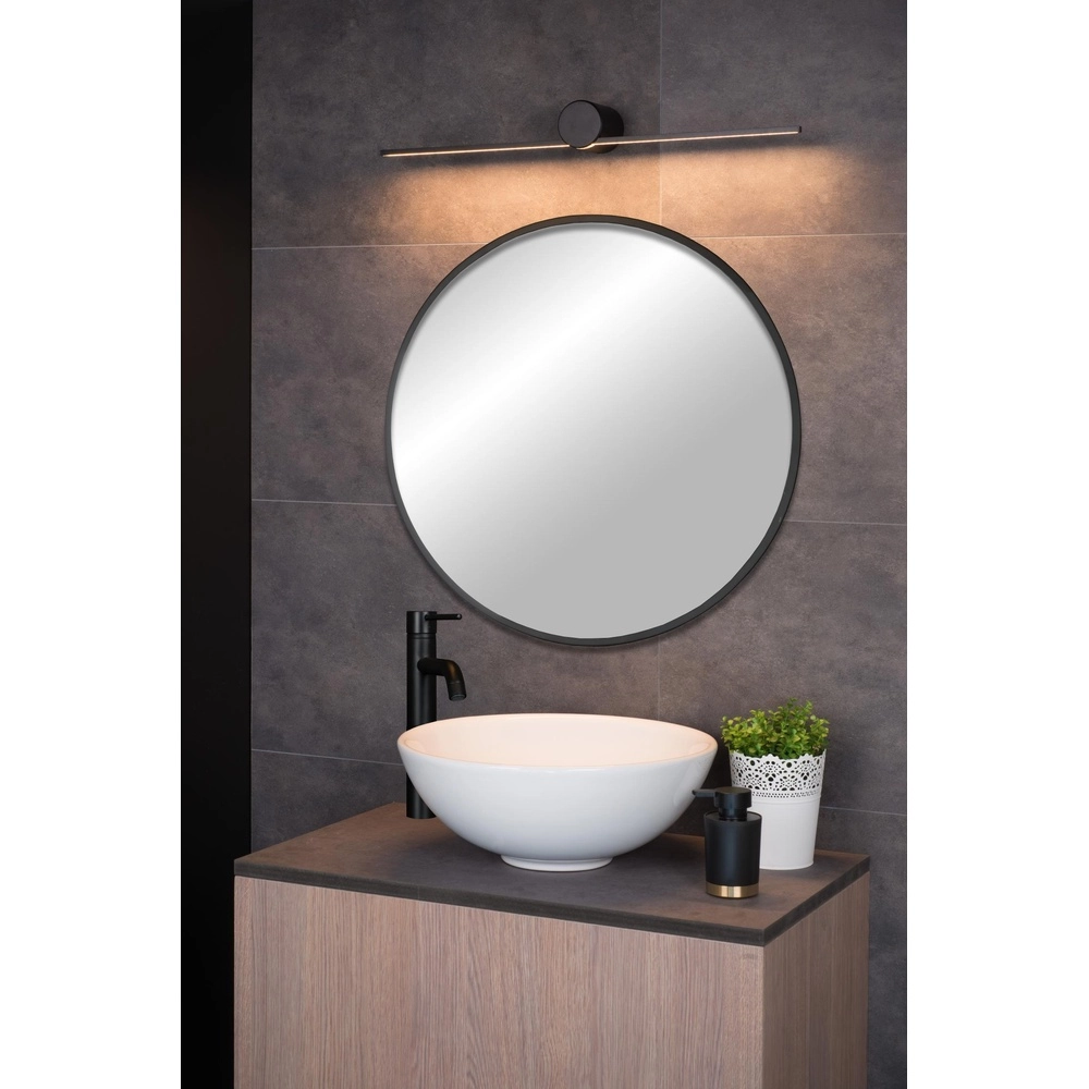 Sleek bathroom wall lamp Mizar IP44 60cm black Lucide 5411212126924