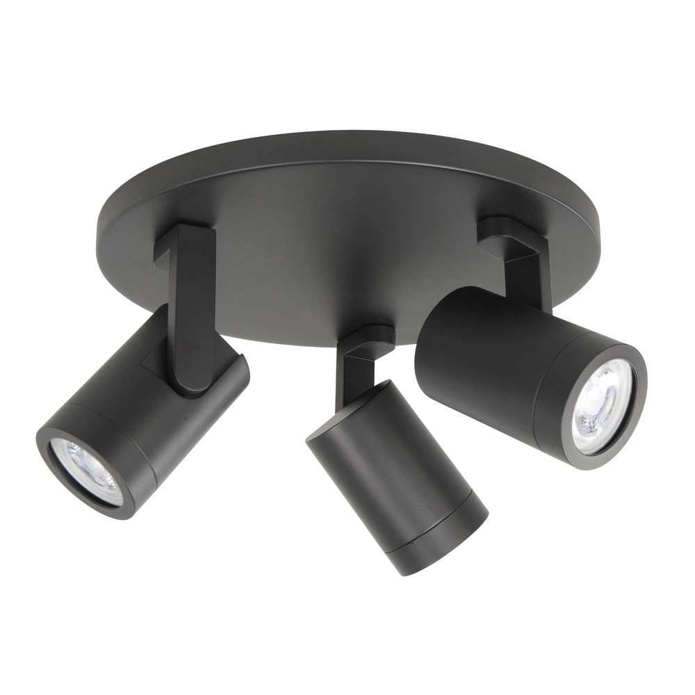 Surface-mounted spot Halo Spot Black 3-light round