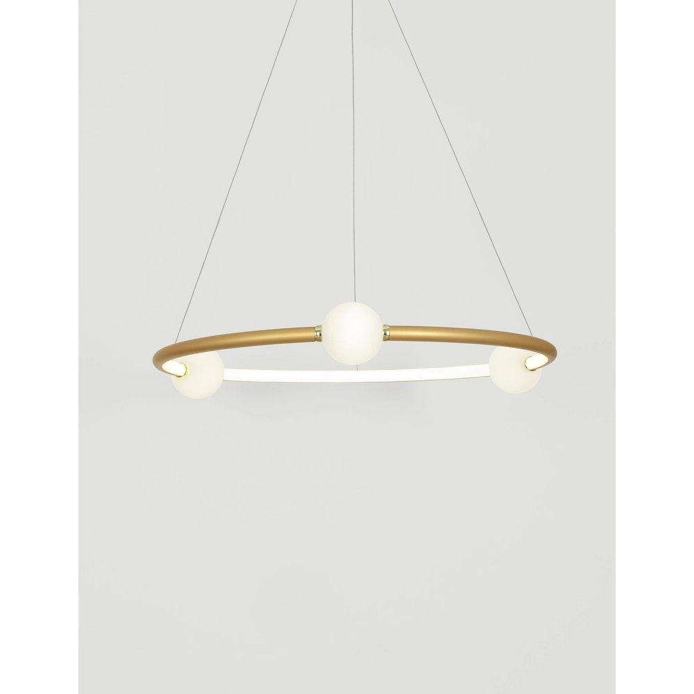 Pendant lamp Celia Gold with white round horizontal