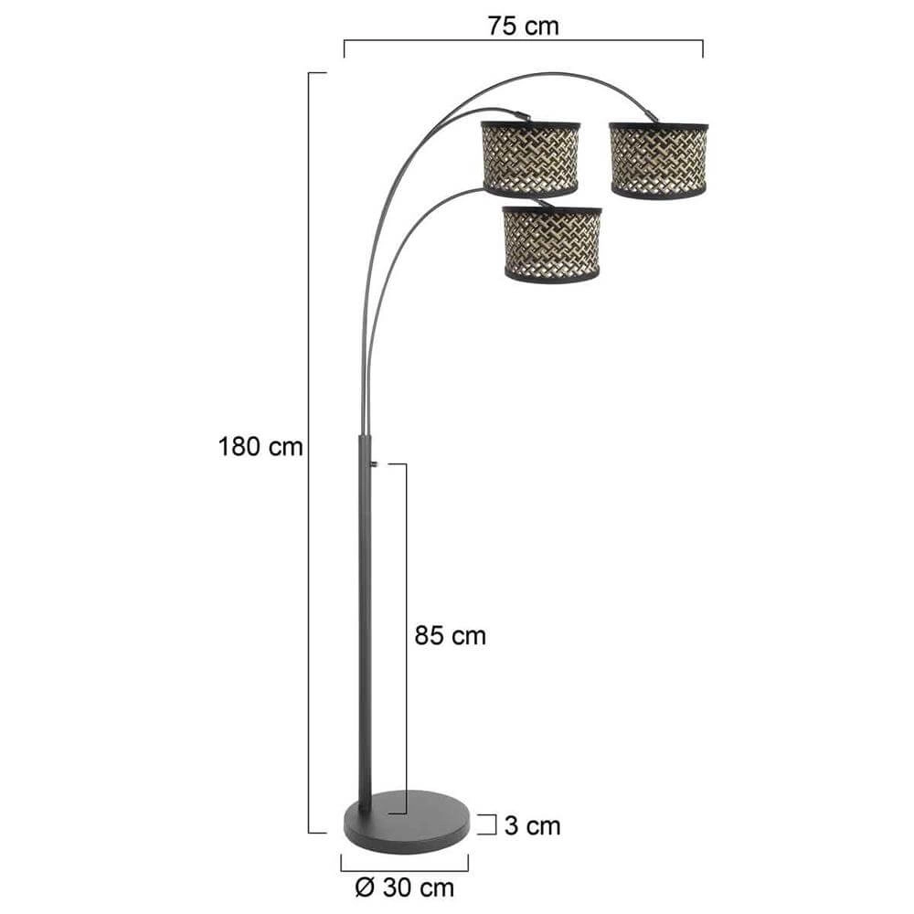 Floor lamp Sparkled Light black with bamboo caps Steinhauer 8712746173635