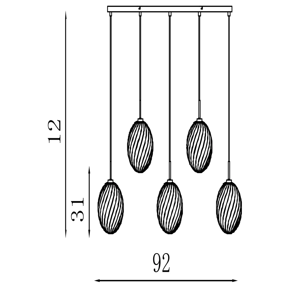 5-light pendant lamp Whirl Colored glass Searchlight 5053423299389