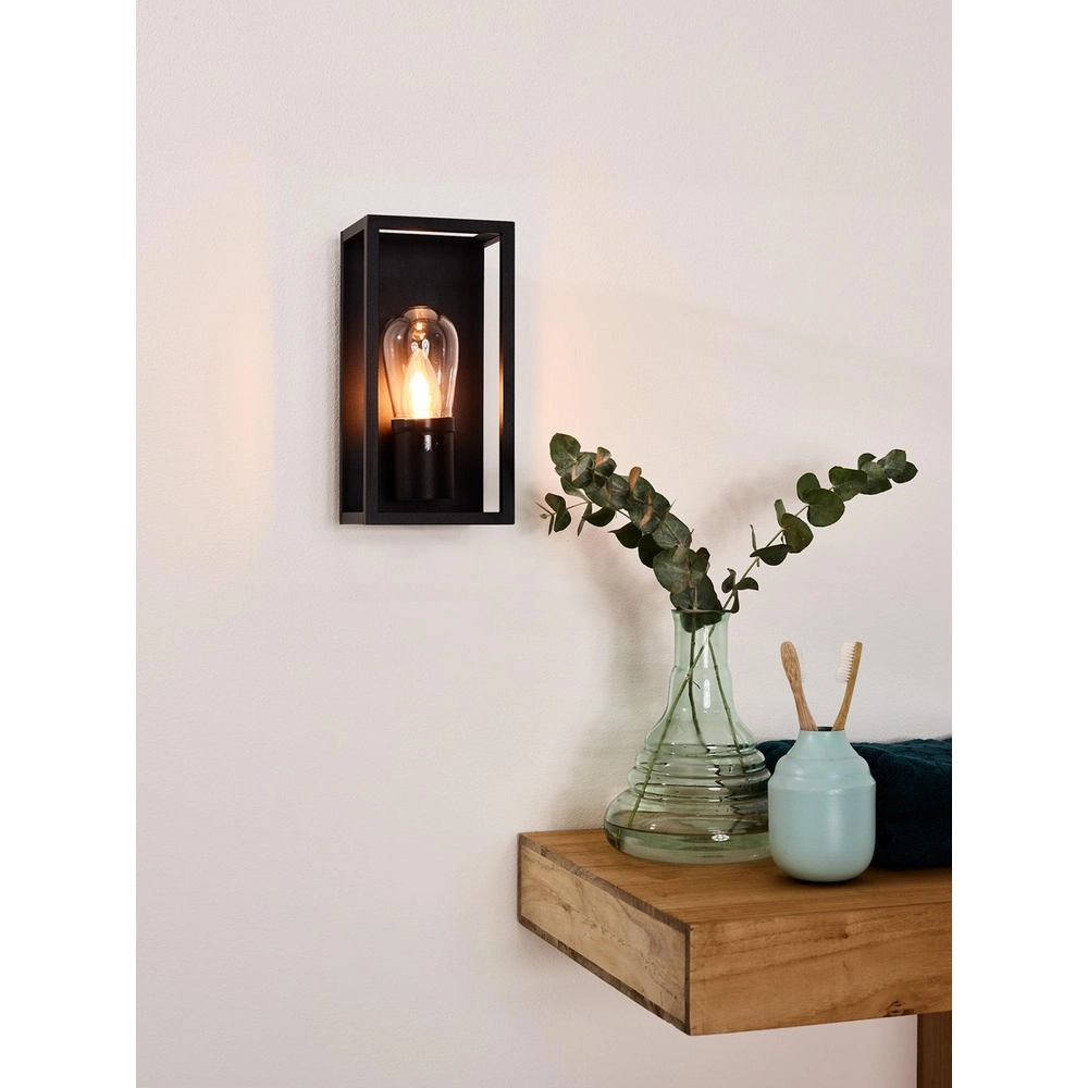 Black wall lamp Carlyn single bathroom IP54 Lucide 5411212271723