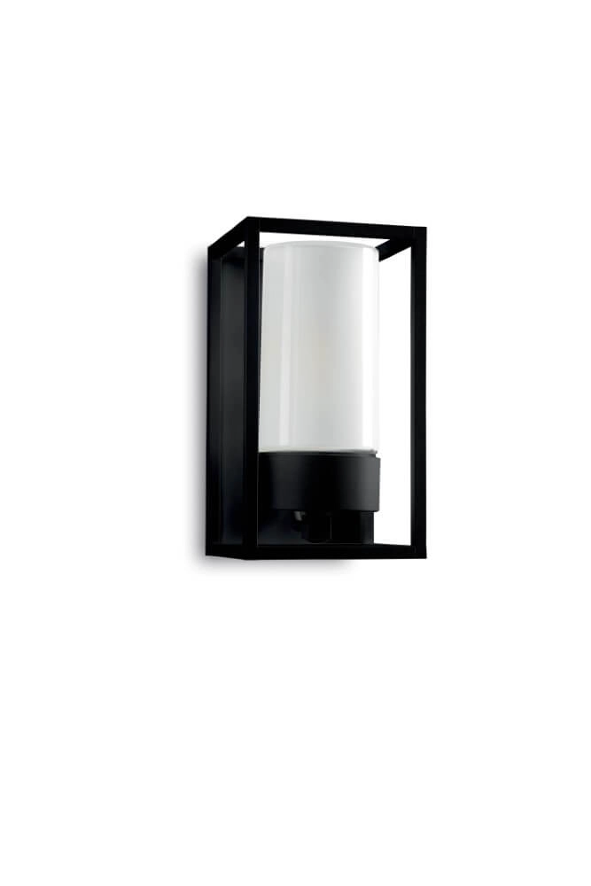 Black outdoor lamp Cubic3 white glass