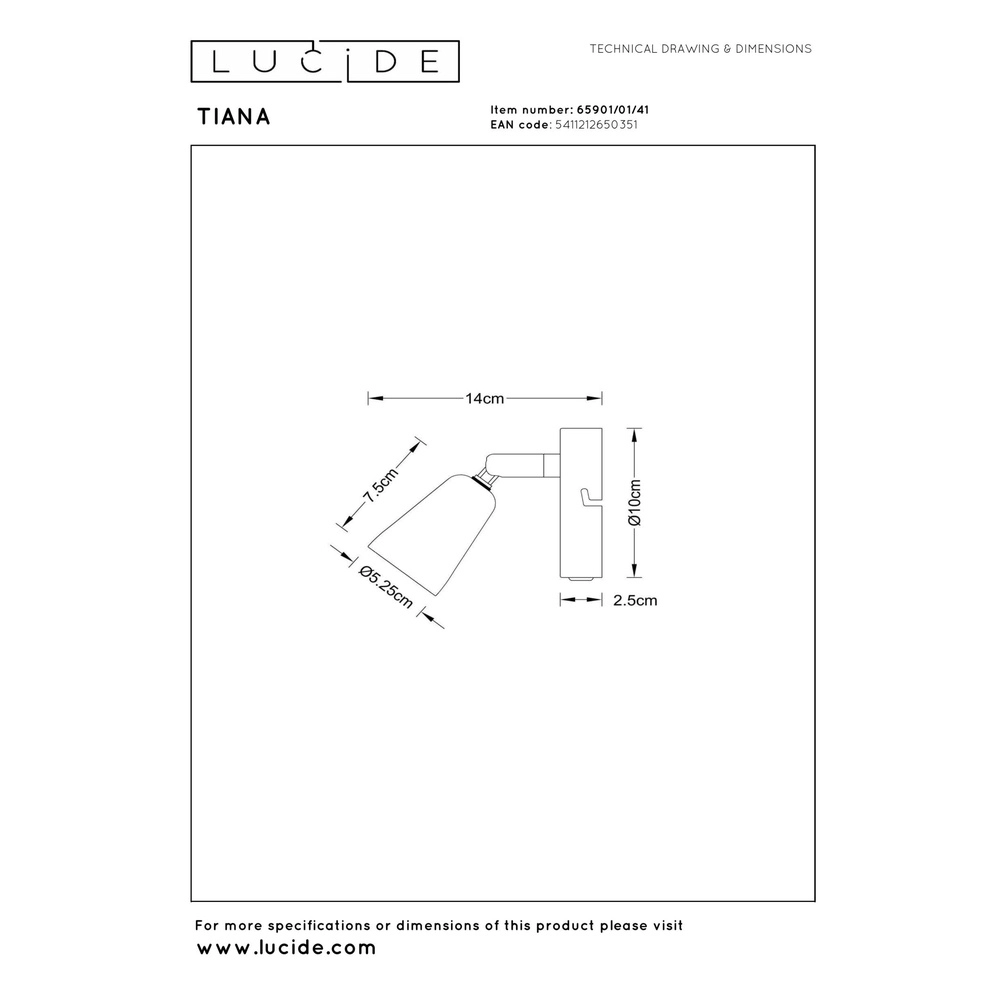 Ceiling spotlight Tiana taupe Lucide 5411212650351