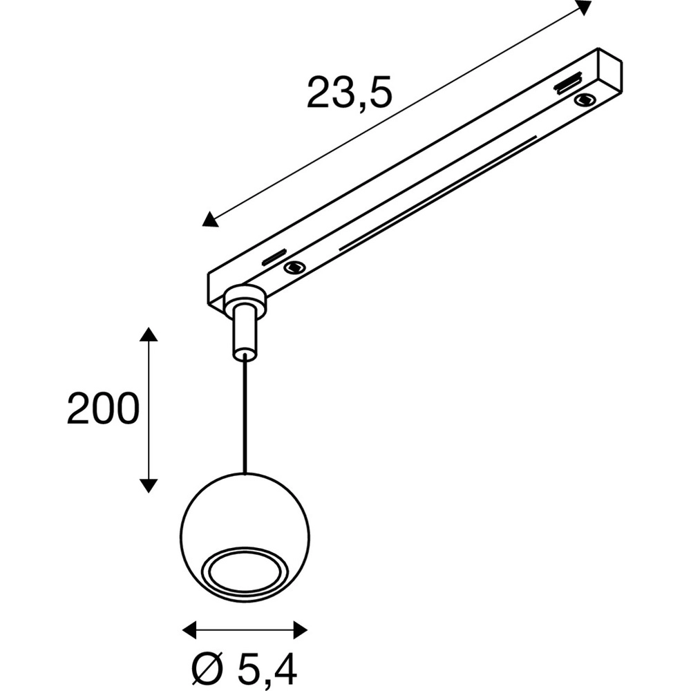 Pendant light for rail Dysko 1-phase white with black SLV 4024163316996