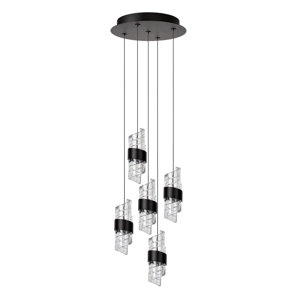 Design pendant lamp Kligande 5-light black round