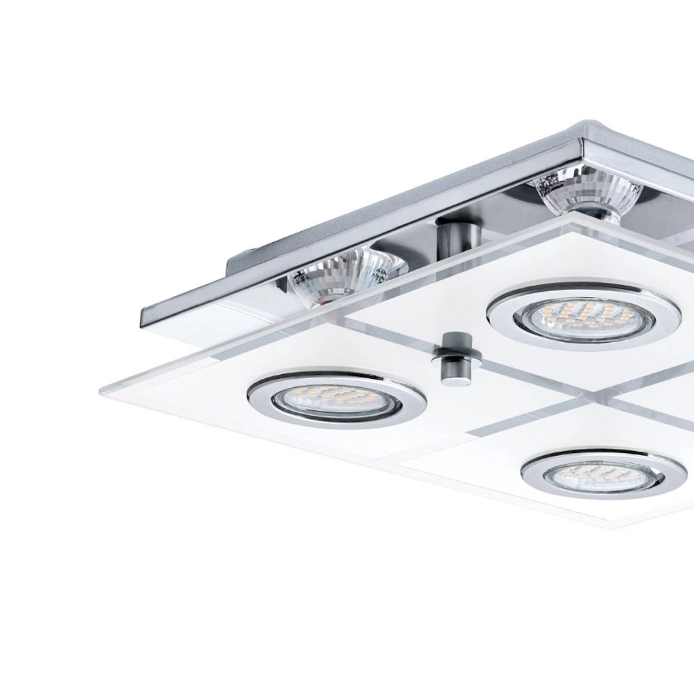 LED flush ceiling light Cabo Square 4x3w - 3000K - 29cm chrome Eglo 9002759309312