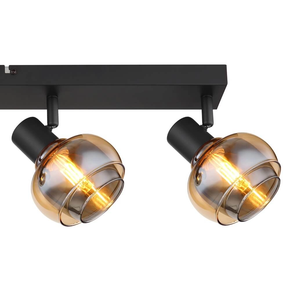 Black ceiling lamp Tokki 4-light amber smoke glass Globo 9007371446032