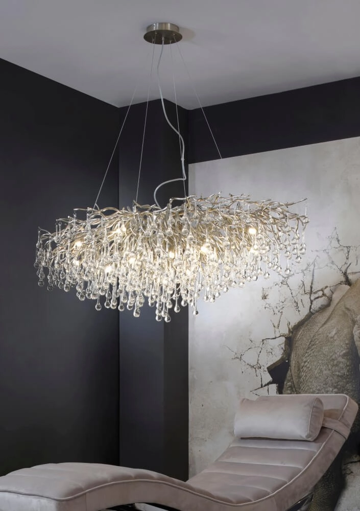 Large chandelier Icicle steel Paul Neuhaus 4012248332924