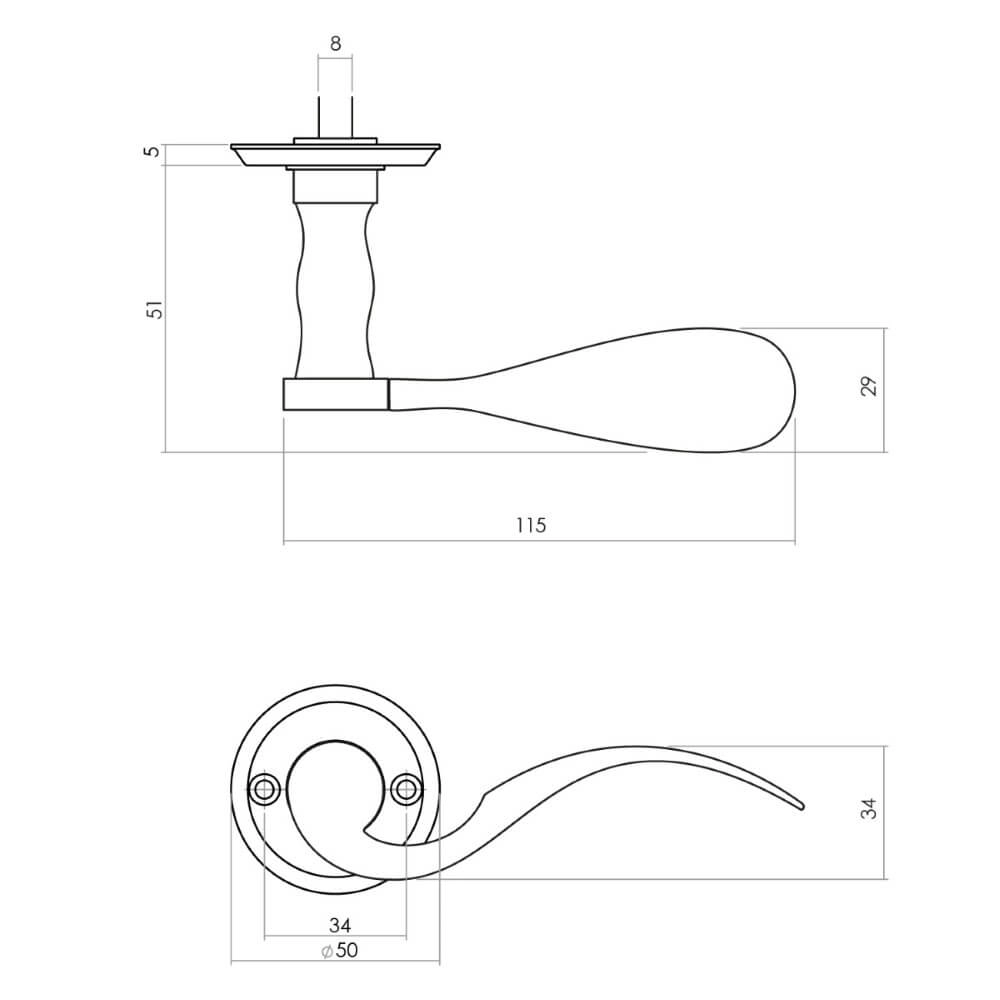 Classic door handle Lepel Screw hole black Intersteel 8714186486016