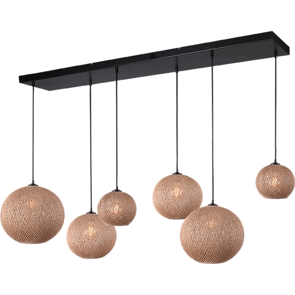 6-light pendant lamp Corda Rattan Vario