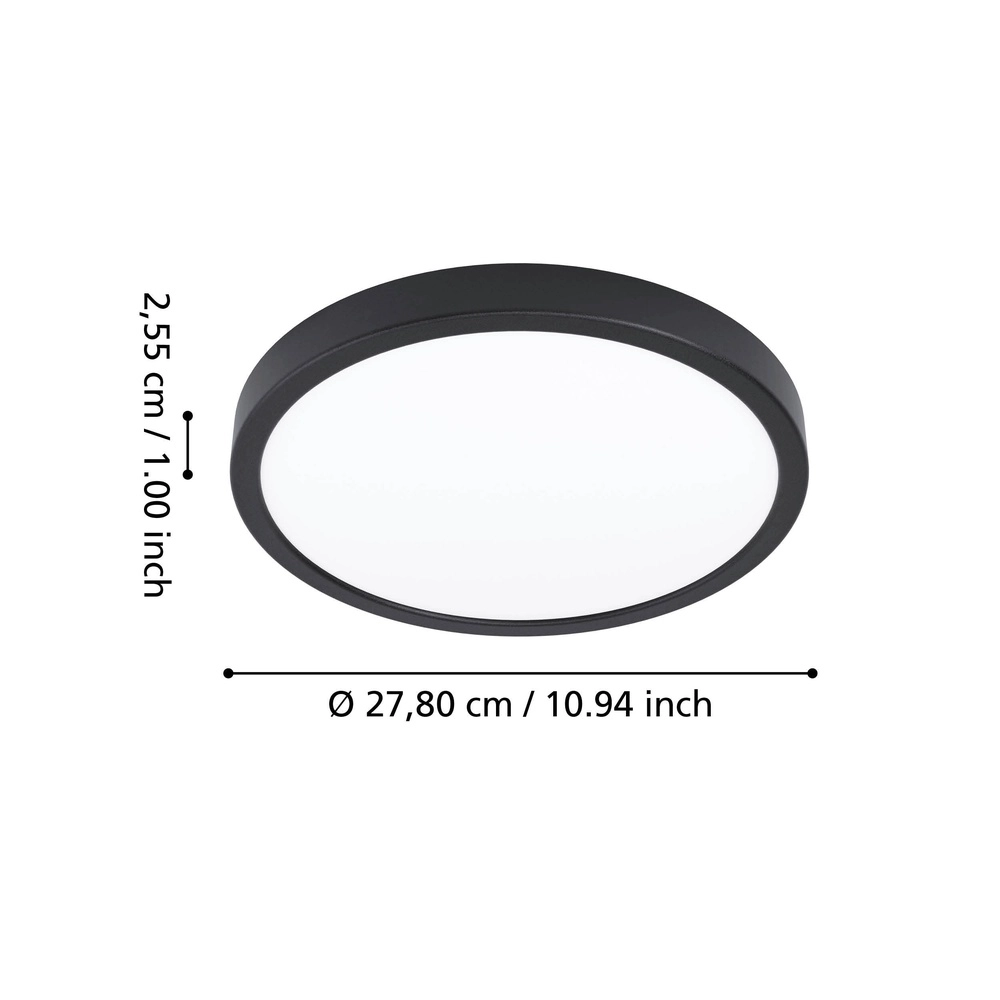 Ceiling light IP44 Fueva 6-Z round - black - Ø 27,8cm Eglo 9008606330492