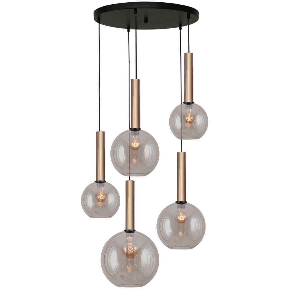 Vide hanging lamp Bella 2 5 lights with gold lenses