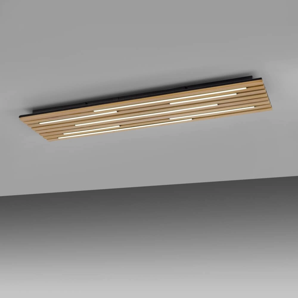 Rectangular ceiling lamp Q-Akustik wood Paul Neuhaus 4012248385371