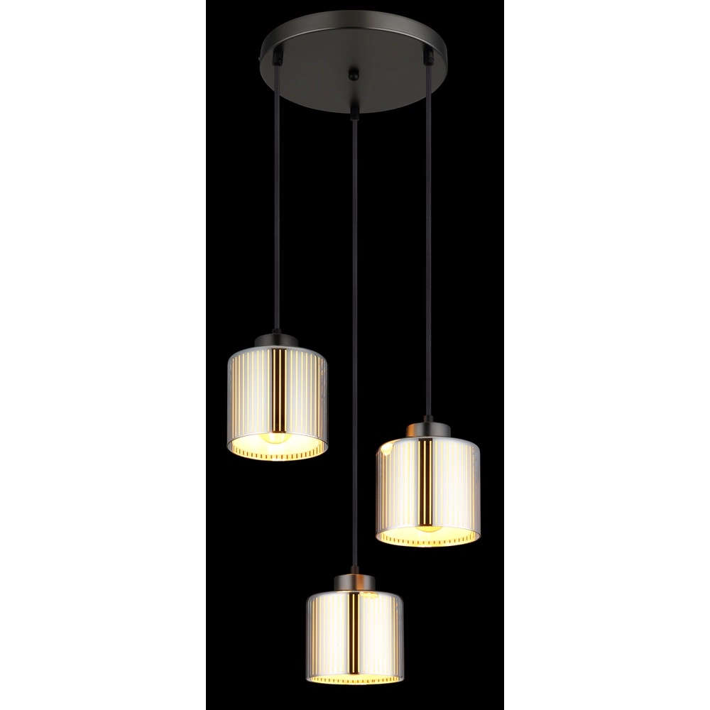Design pendant lamp Felicia gunmetal 3-lights Globo 9007371522965