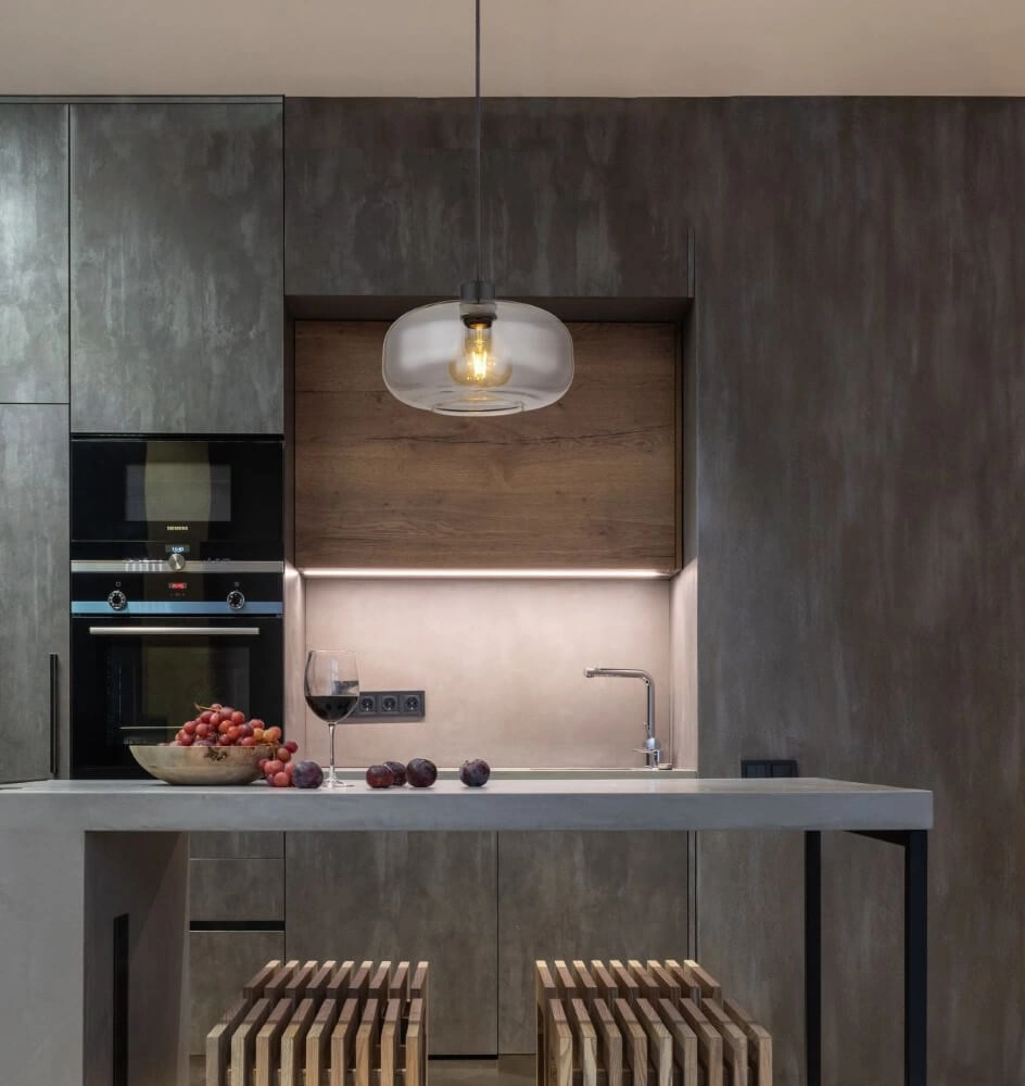 Black pendant lamp Giuseppe smoke glass Globo 9007371441211