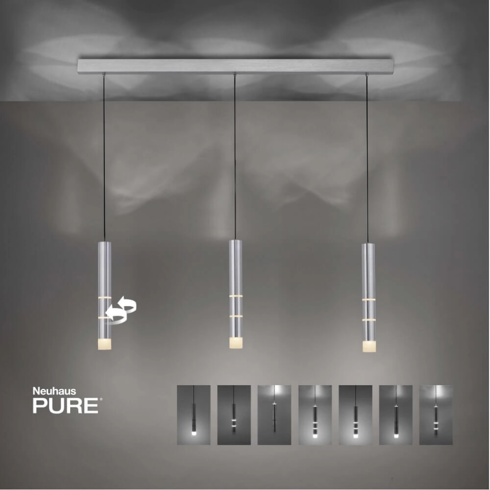 Aluminum hanging lamp Pure Vega 3-light Paul Neuhaus 4012248357590