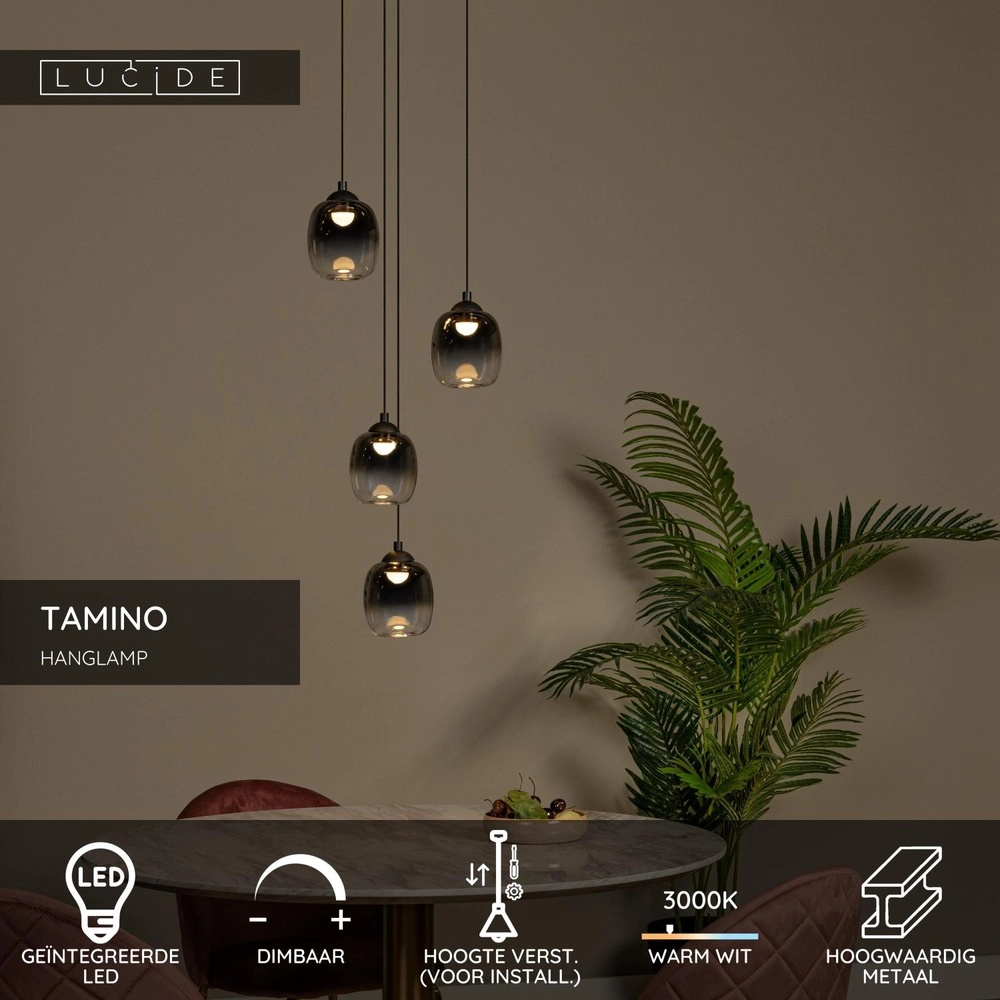4-light pendant lamp Tamino Black Lucide 5411212741240