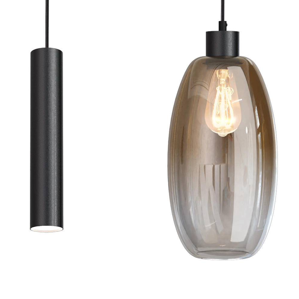 Glass pendant lamp Olive 3x Ø 18.5cm - 2x Run pendant - black Masterlight 8718121396842