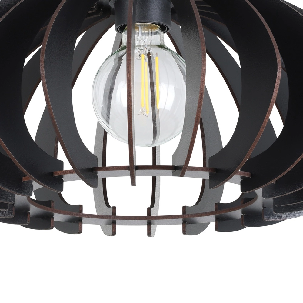 Wooden ceiling lamp Cossano 3 black - Ø 38cm Eglo 9008606291373