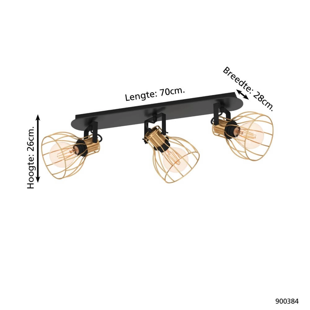 Gold ceiling lamp Sambatello 3x E27 Eglo 9008606243655