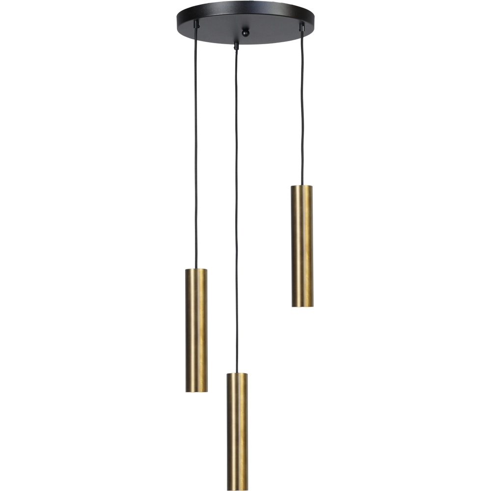 Pendant lamp Run Ø35 round plate - 3x GU10 - antique copper