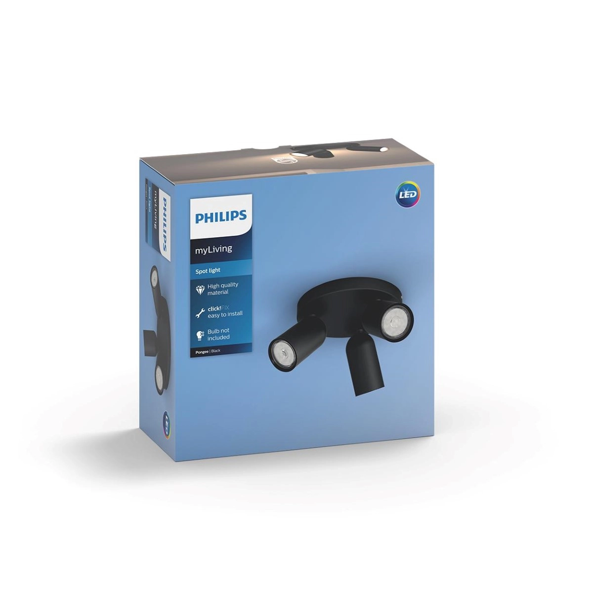 Surface-mounted spot Pongee 3-light black Philips 8718696164846