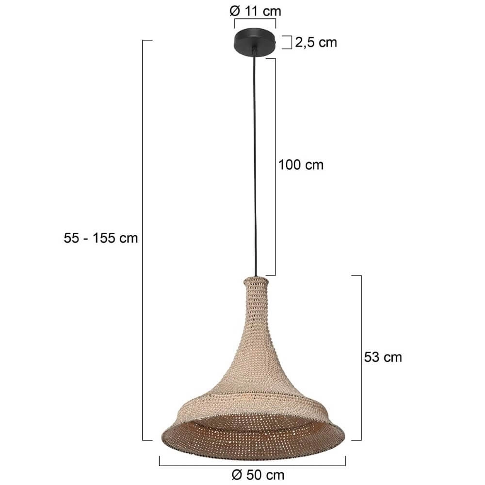 Ø 60cm pendant lamp Marrakesch of brown rope Steinhauer 8712746161496
