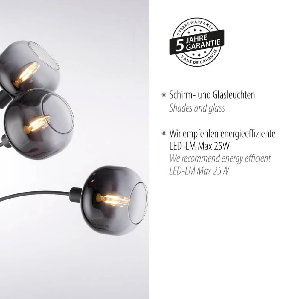 Black floor lamp Zea 3-light Just Light 4043689993764