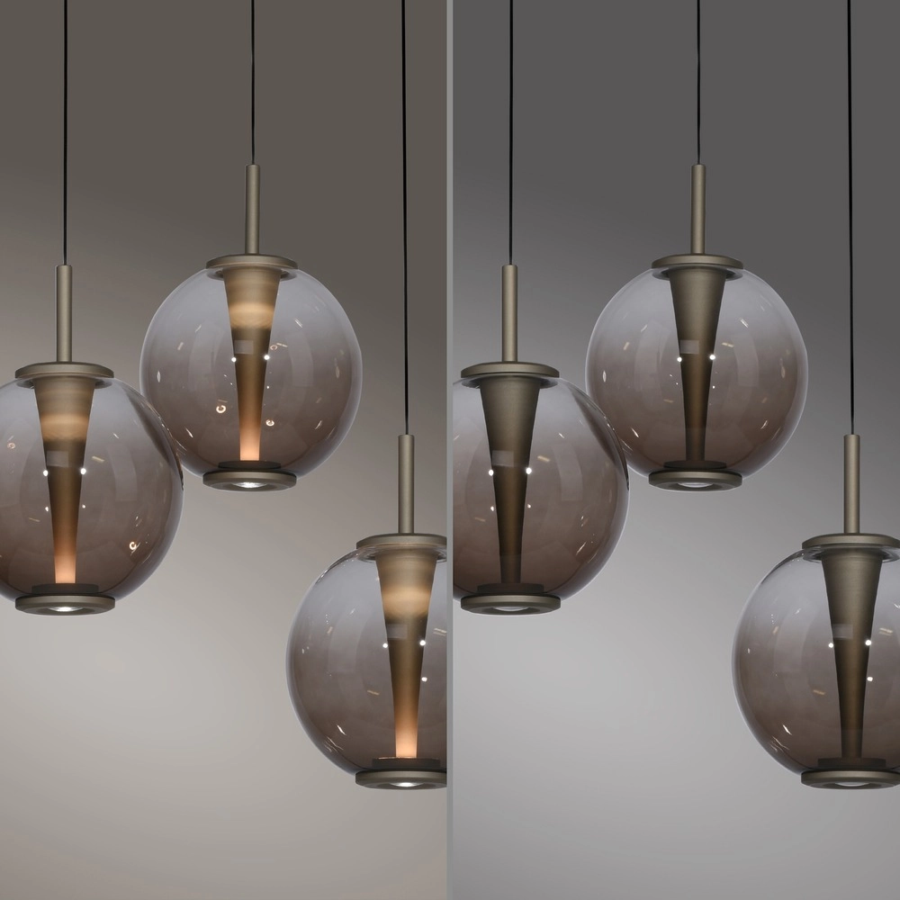 Vide pendant lamp Pure E-Infinty Bronce with amber glass Paul Neuhaus 4012248398166