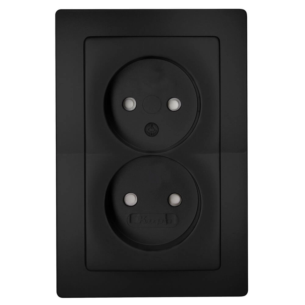 Wall socket Paris 2-gang without earth leakage circuit breaker