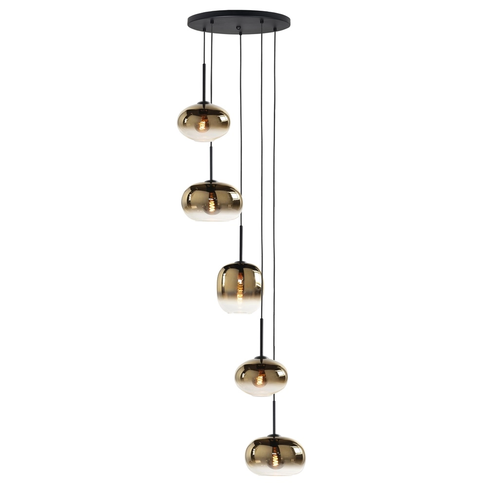 Pendant lamp Bellini 5-light black with gold glass