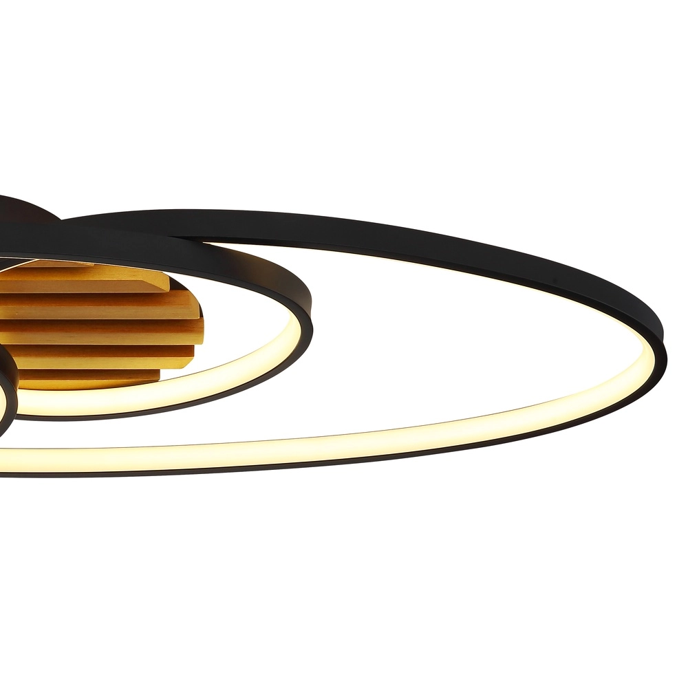Oval ceiling lamp Tisha I black with wood Globo 9007371572281