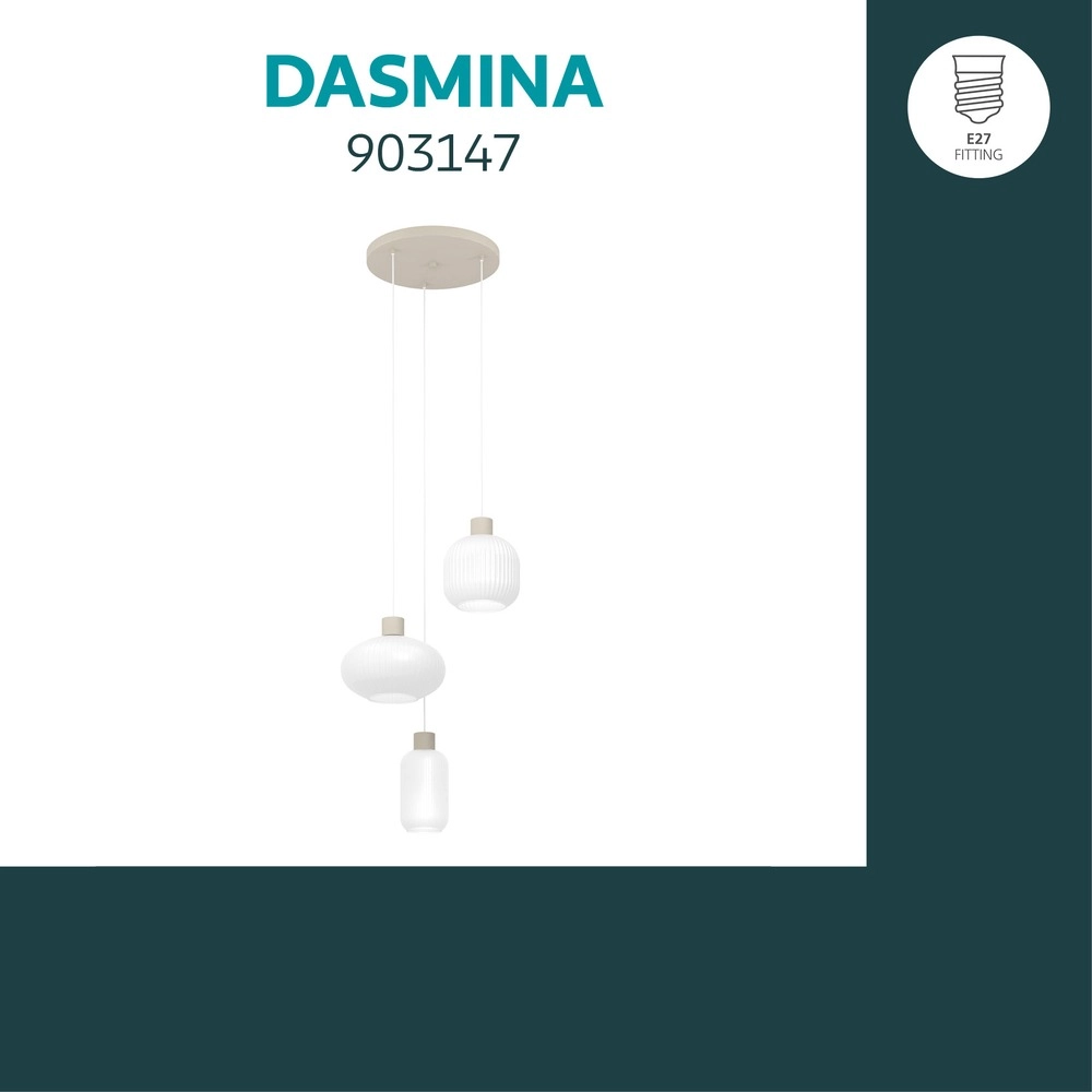 Design pendant lamp Dasmina sand brown with white 3-lights