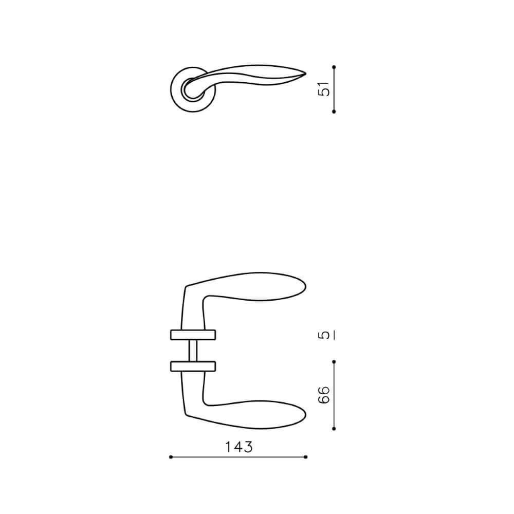 Design door handle Onda Matte copper Olivari 8714186478127