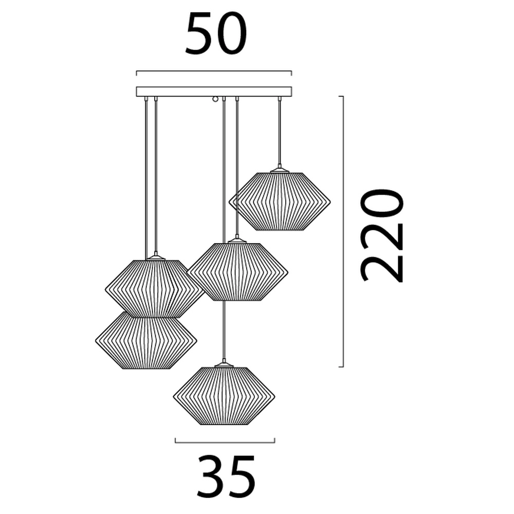 Japandig pendant lamp Bicono 5x Ø35cm Masterlight 8718121352787