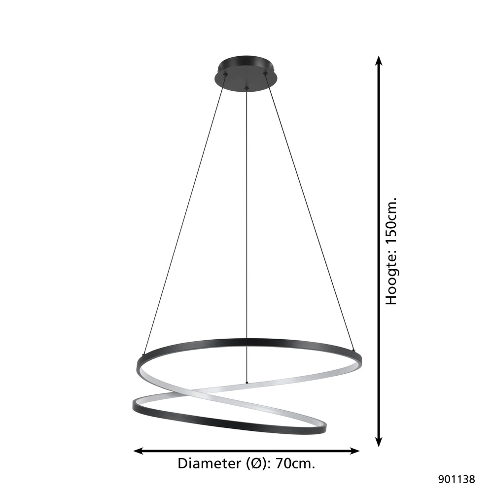 Ø 70cm LED pendant light Ruotale Black Eglo 9008606303526