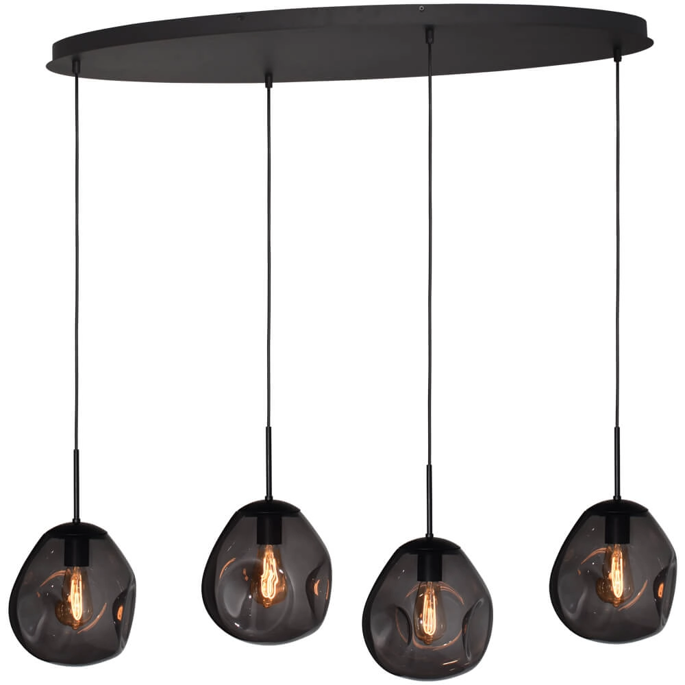 Hanging lamp Lava Oval 4x smoke glass Ø 24cm