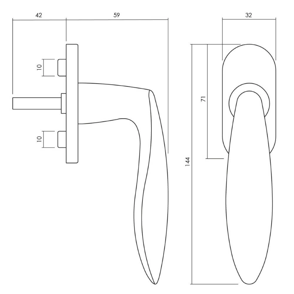 Design window handle Onda brass mat Olivari 8714186480656