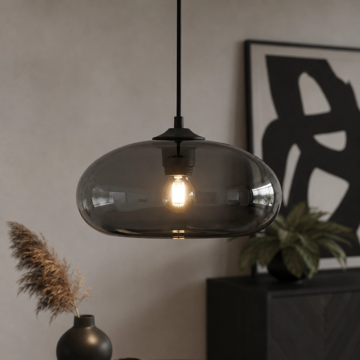 Hanging lamp Paradise gray glass