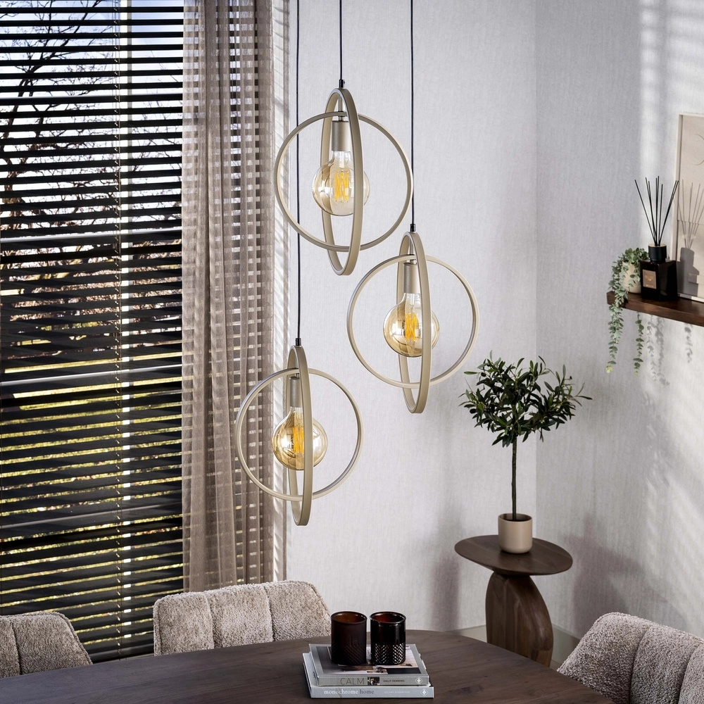 3-light pendant lamp dining table Turn Ø 40cm - sand - excl E27 Lyora 8716803513136
