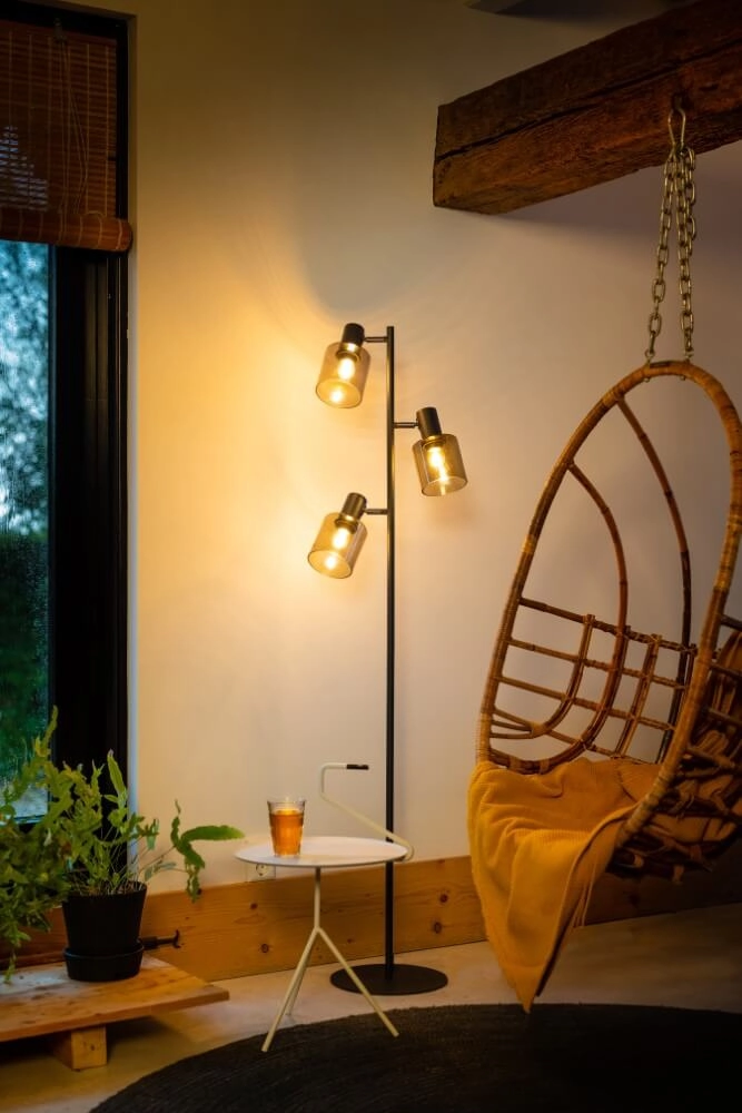 Glass floor lamp Sledge Glass 3-light black with gold glass ETH 8720195302889