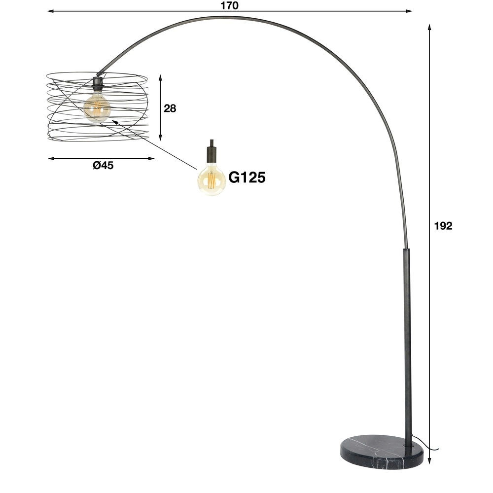 Arc lamp Curl with wire cap Lyora 8716803512498