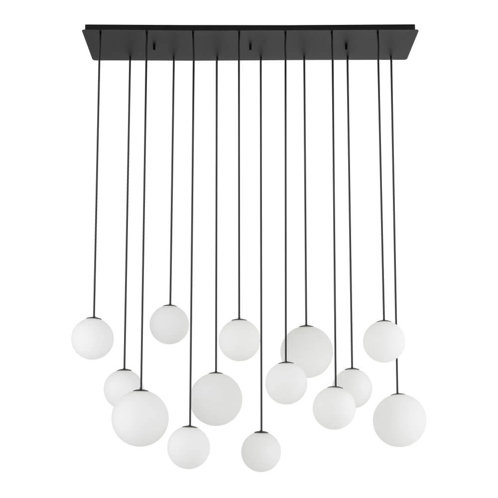 14-light pendant lamp Snowball black with white glass Lyora 5903139114080
